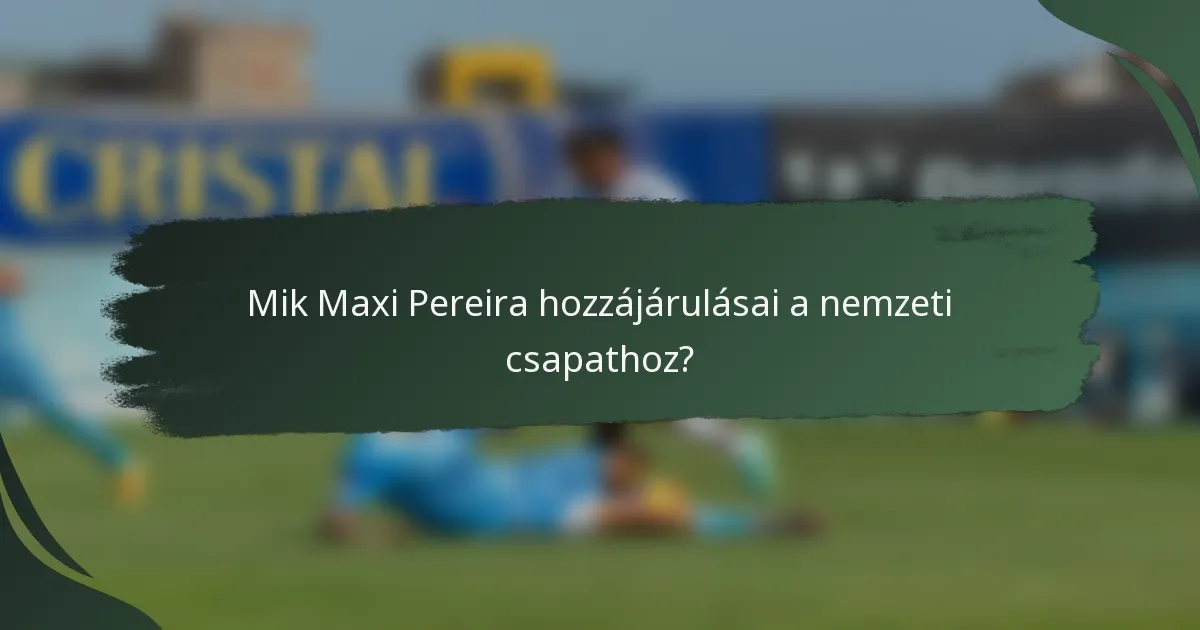 Mik Maxi Pereira hozzájárulásai a nemzeti csapathoz?